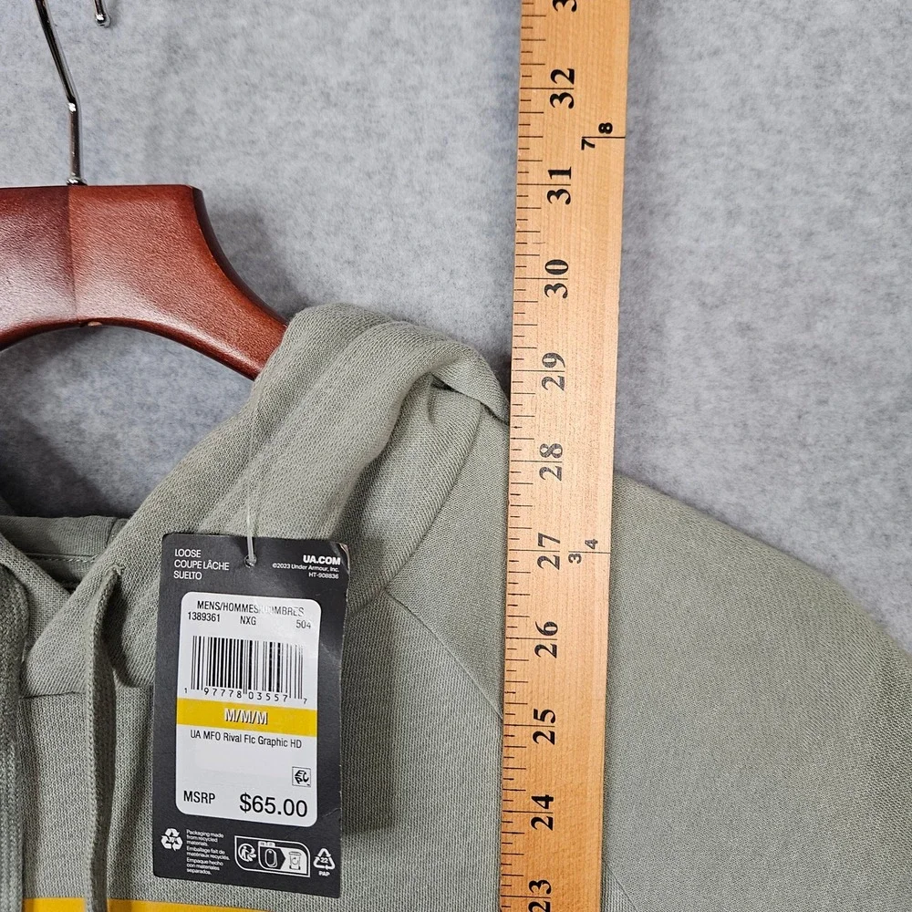 Under Armour Mens Size MedRival Fleece Graphic Hoodie Gray Camo Logo 1389361-504 - Picture 6 of 7